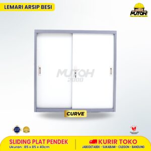 Lemari besi arsip PENDEK pintu sliding plat 2 warna MUTOH CURVE