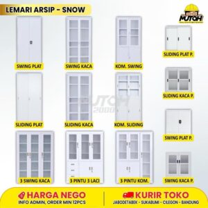 Lemari besi arsip 2 pintu swing plat putih MUTOH SNOW WHITE