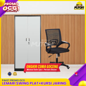 Promo OCG | Lemari Arsip Besi Swing Plat + Kursi Kerja Kantor Jaring Staff