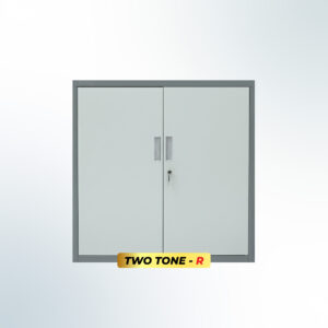 MUTOH-R TWO TONE | Lemari Arsip Besi Pendek 2 Pintu Swing Plat – Kombinasi Abu
