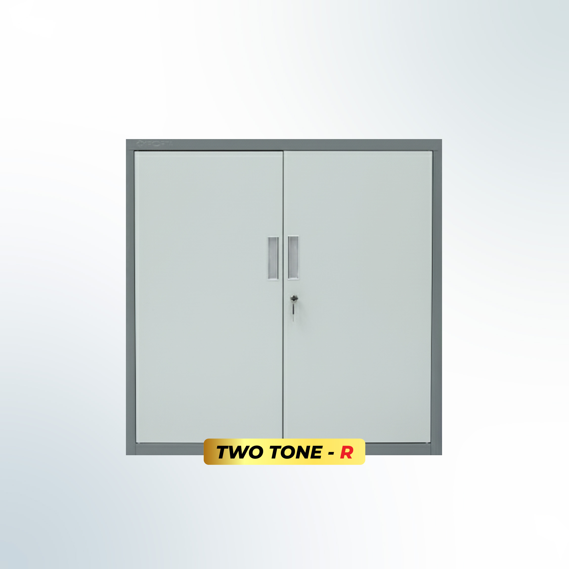 MUTOH-R TWO TONE | Lemari Arsip Besi Pendek 2 Pintu Swing Plat - Kombinasi Abu