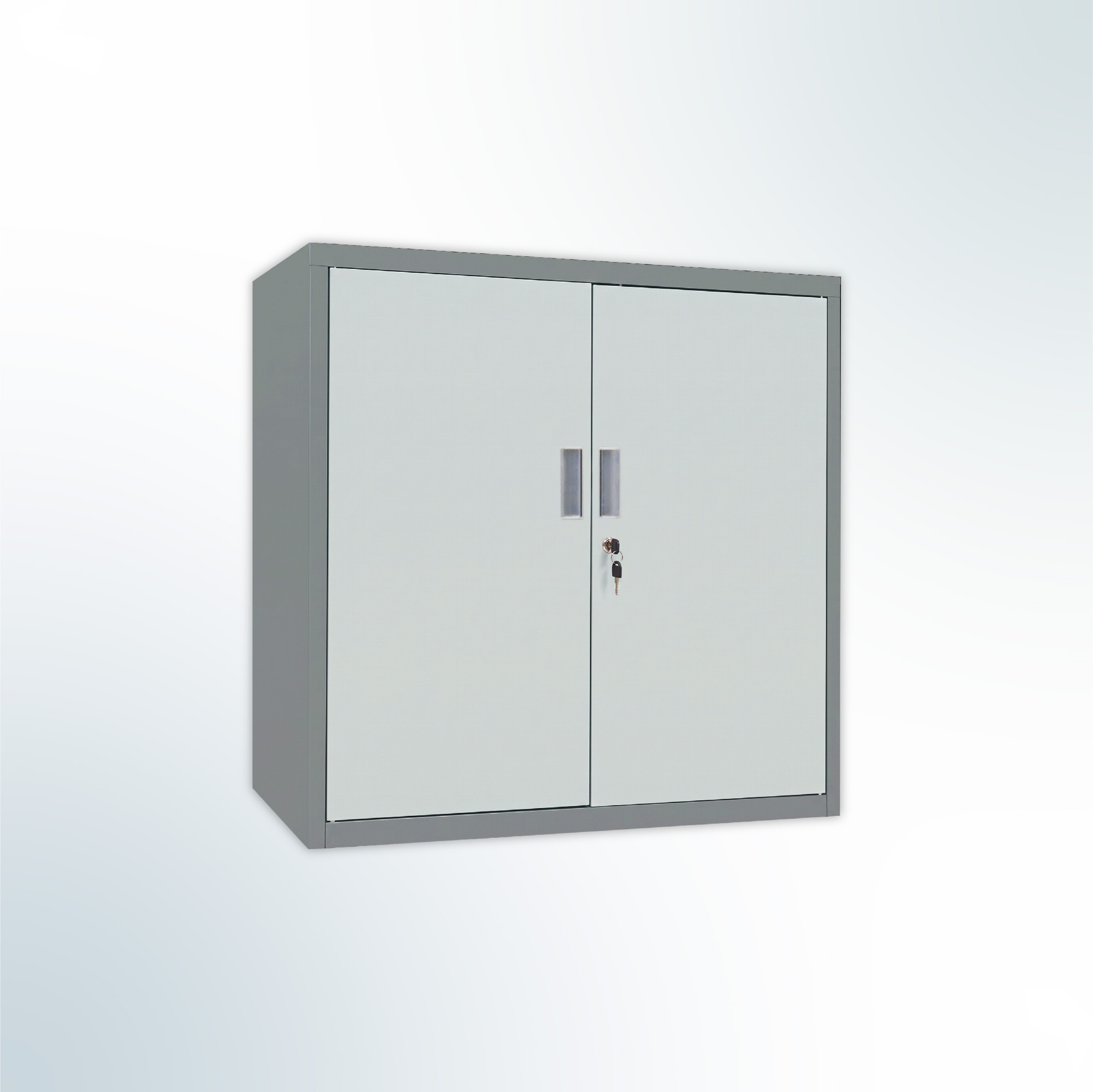 MUTOH-R TWO TONE | Lemari Arsip Besi Pendek 2 Pintu Swing Plat - Kombinasi Abu - Gambar 2