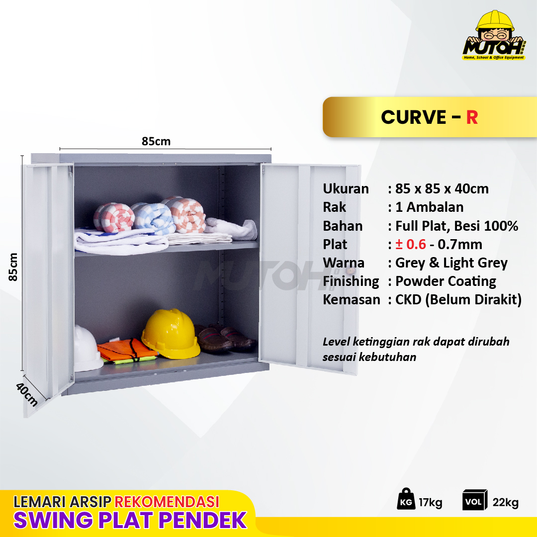 Lemari arsip besi Rekomendasi | Pendek pintu Swing plat 2 warna MUTOH CURVE - Gambar 2
