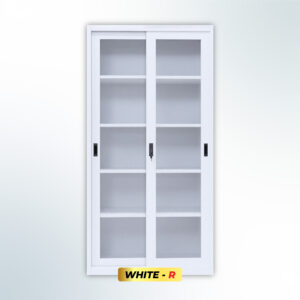 MUTOH-R WHITE | Lemari Arsip Besi 2 Pintu Sliding Kaca – Putih