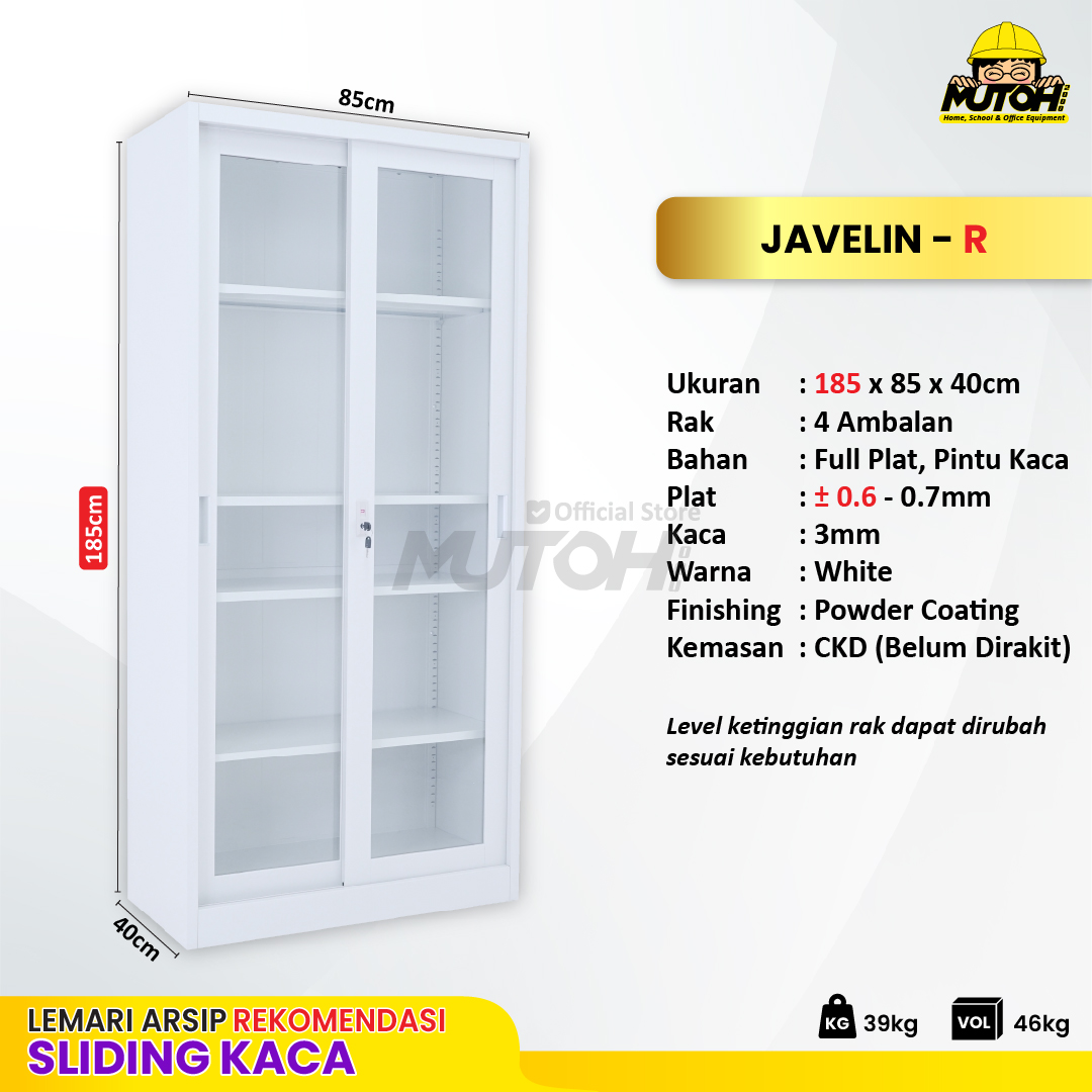 Lemari arsip besi Rekomendasi | 2 pintu sliding kaca putih MUTOH JAVELIN - Gambar 3