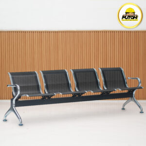 Kursi tunggu bandara 4 dudukan besi stainless warna hitam MUTOH2000