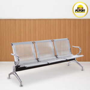 Kursi tunggu bandara 3 dudukan besi stainless warna silver MUTOH2000