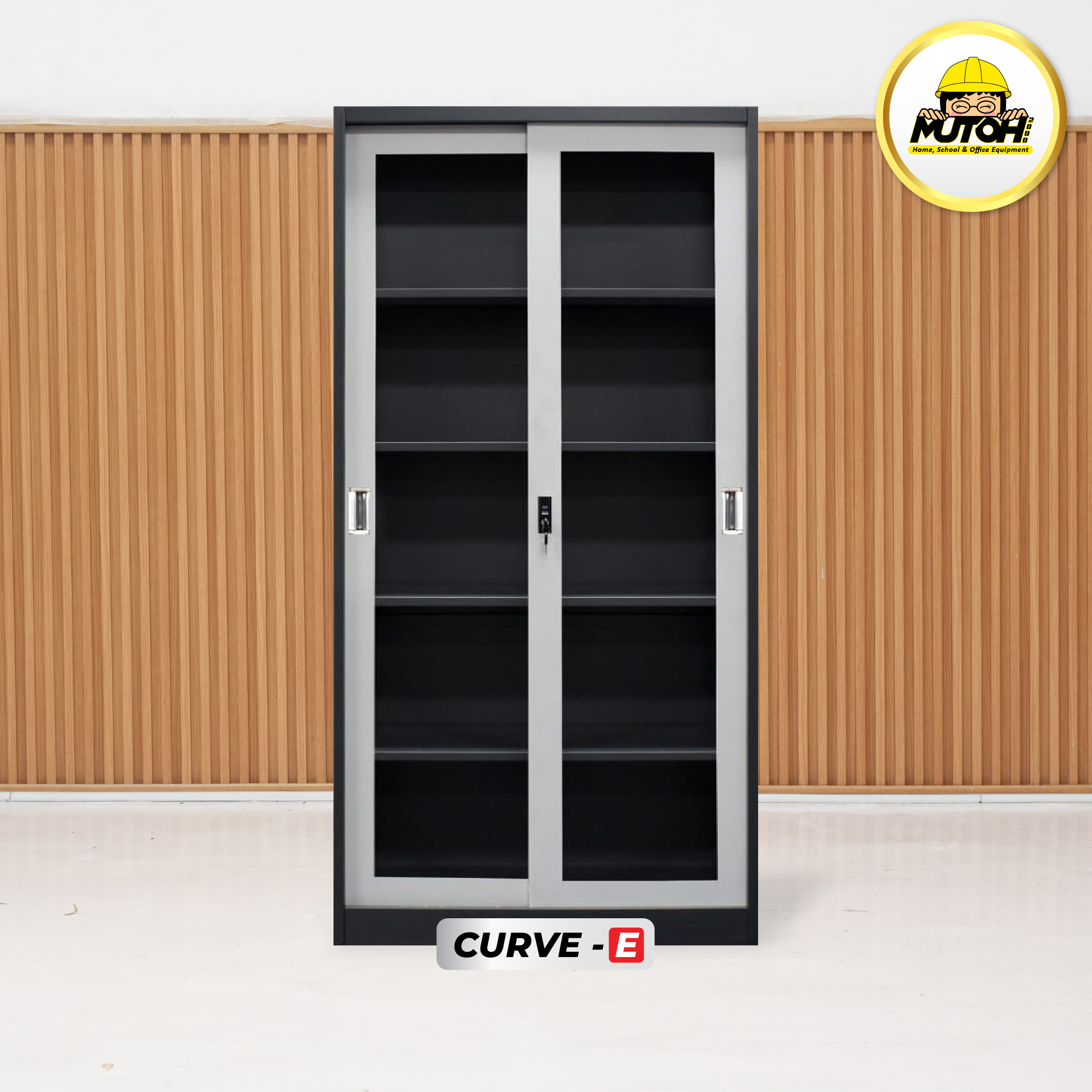 MUTOH CURVE EKONOMIS | Lemari arsip besi 2 pintu sliding kaca geser