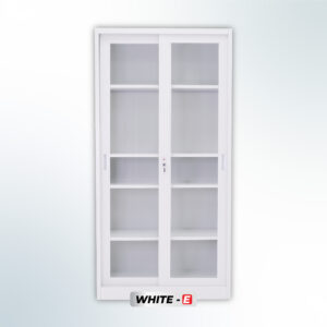 MUTOH-E WHITE | Lemari Arsip Besi 2 Pintu Sliding Kaca – Putih