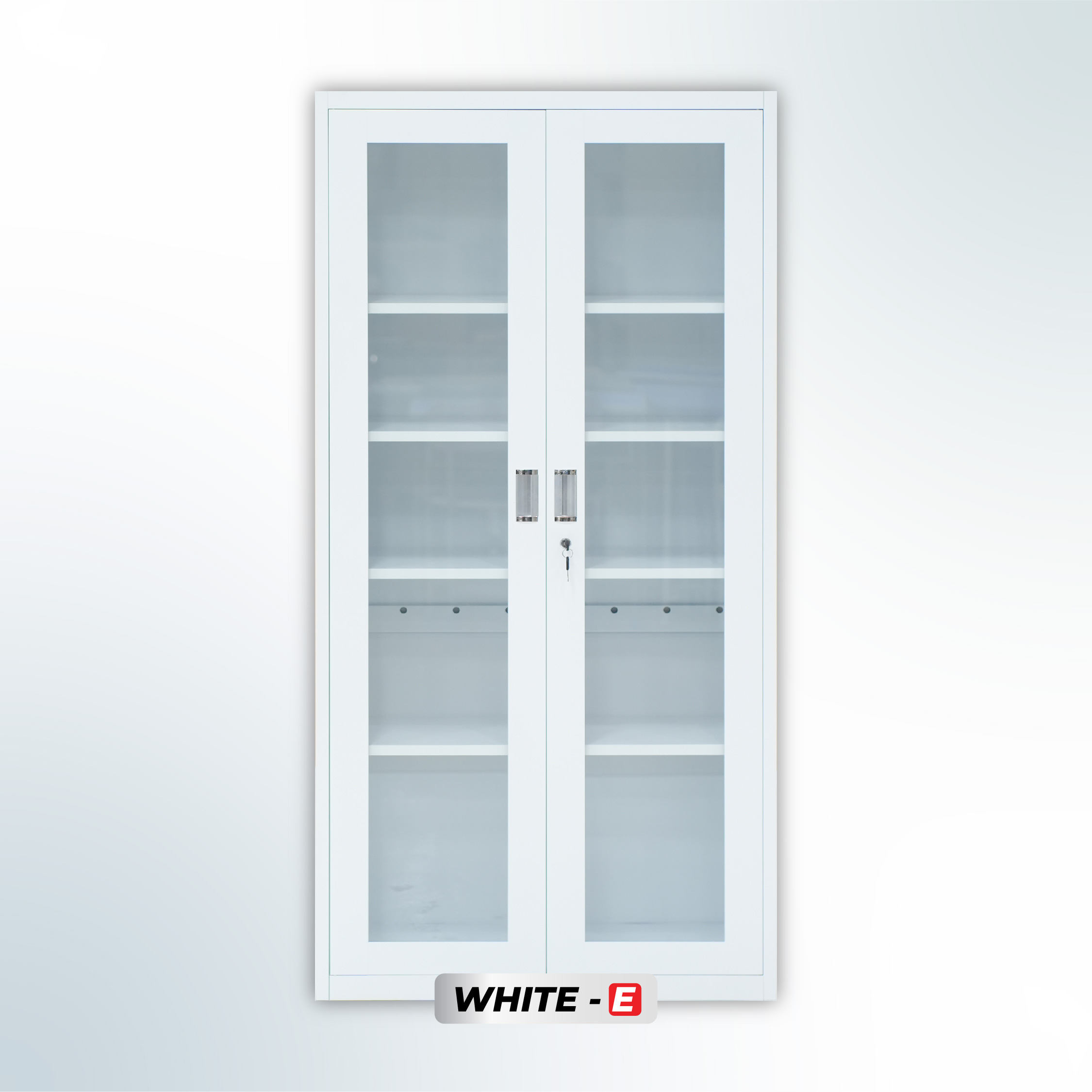 MUTOH-E WHITE| Lemari Arsip Besi 2 Pintu Swing Kaca – Putih