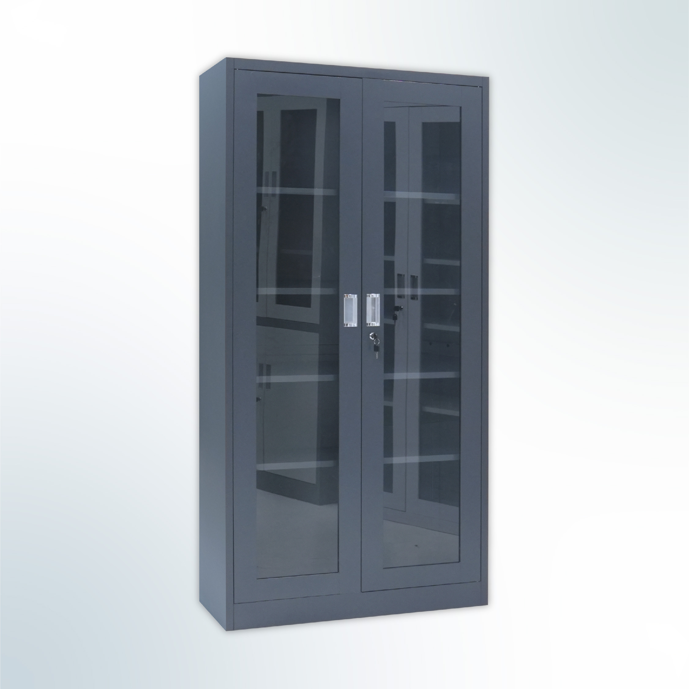 MUTOH-E DARK GREY | Lemari Arsip Besi 2 Pintu Swing Kaca – Abu Tua - Gambar 2