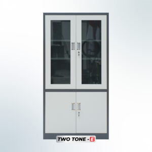 MUTOH-E TWO TONE | Lemari Arsip Besi 2 Pintu Kombinasi Swing – Kombinasi Abu