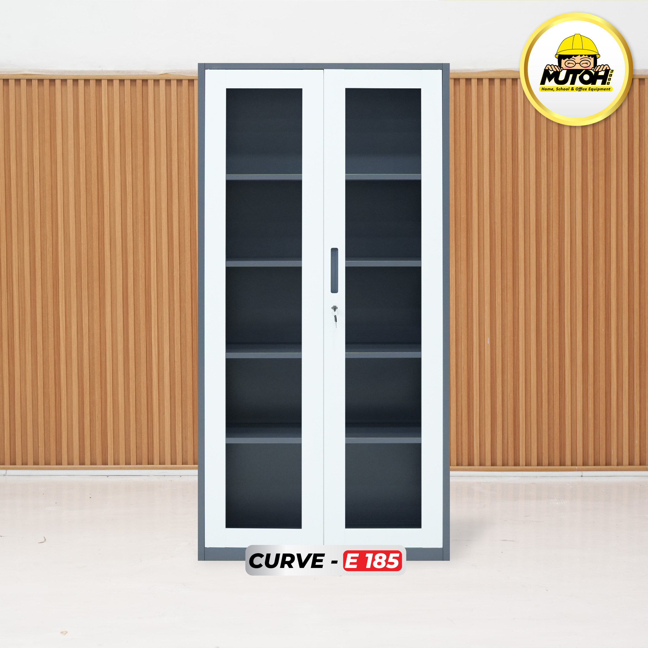 MUTOH CURVE 185 EKONOMIS | Lemari arsip besi 2 pintu swing kaca ayun