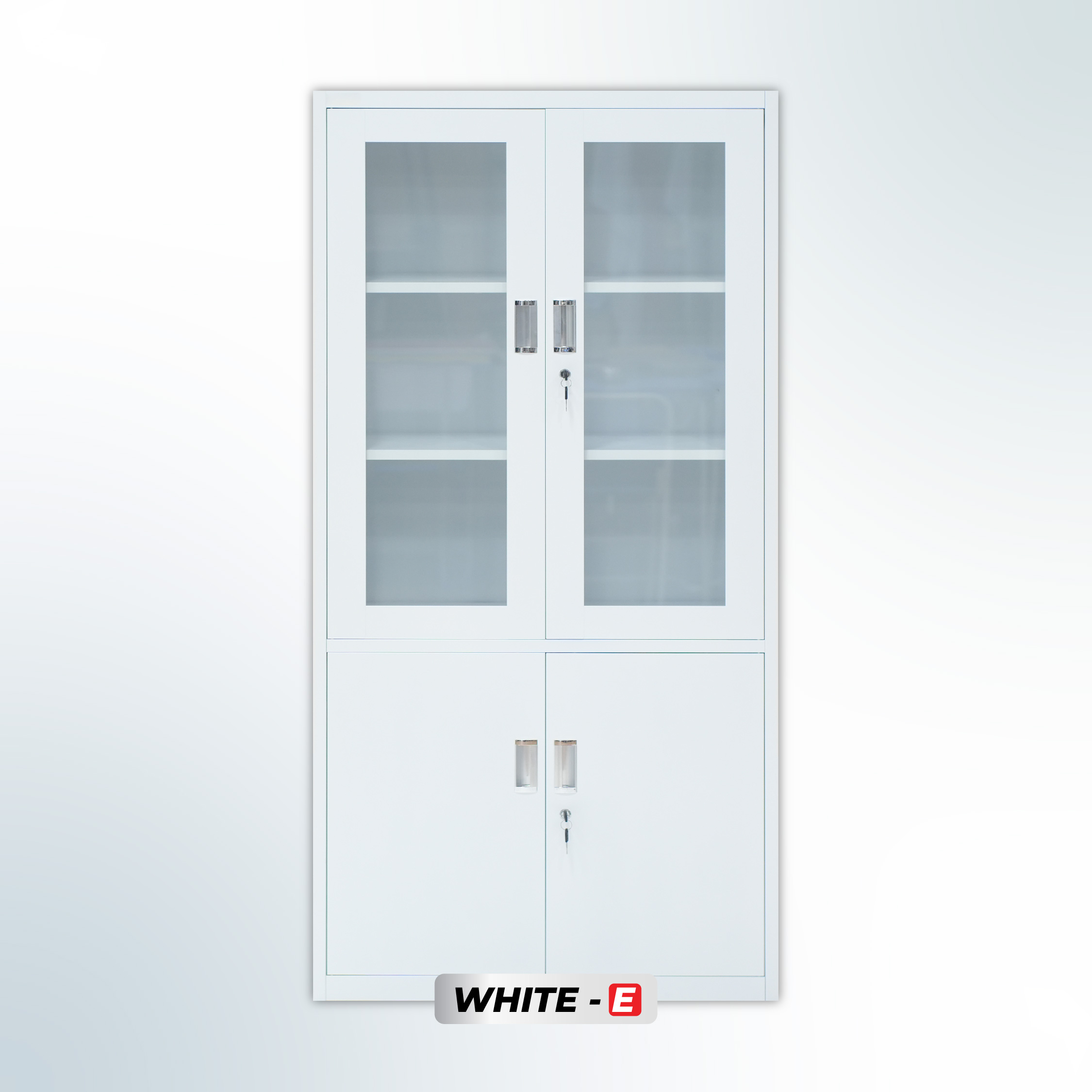 MUTOH-E WHITE | Lemari Arsip Besi 2 Pintu Kombinasi Swing – Putih