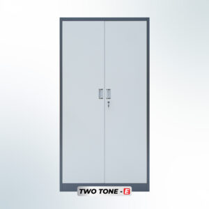 MUTOH-E TWO TONE | Lemari Arsip Besi 2 Pintu Swing Plat – Kombinasi Abu