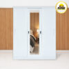 Lemari besi pakaian baju 3 pintu sliding plat cermin geser V-150 cm MUTOH2000 | Lemari Wardrobe