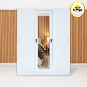 Lemari besi pakaian baju 3 pintu sliding plat cermin geser V-150 cm MUTOH2000 | Lemari Wardrobe