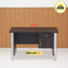 Meja kantor 1/2 Biro 120cm 2 laci kaki besi chrome - Walnut