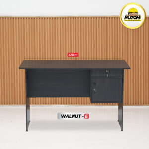 Meja Kantor 1/2 Biro MUTOH Ekonomis – Meja Tulis 120 cm 2 Laci Warna Walnut