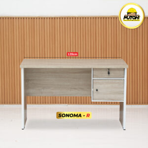 Meja Kantor MUTOH 2000 – 1/2 Biro 2 Laci, Meja Komputer, Warna Sonoma