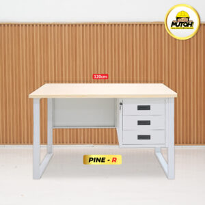 Meja Kantor Besi 120 cm – 1/2 Biro, 3 Laci Meja Kerja, Meja Tulis Pine