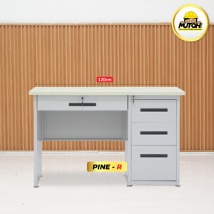 Meja Kantor Besi 120 cm – 1/2 Biro, 4 Laci Meja Kerja, Meja Tulis Pine