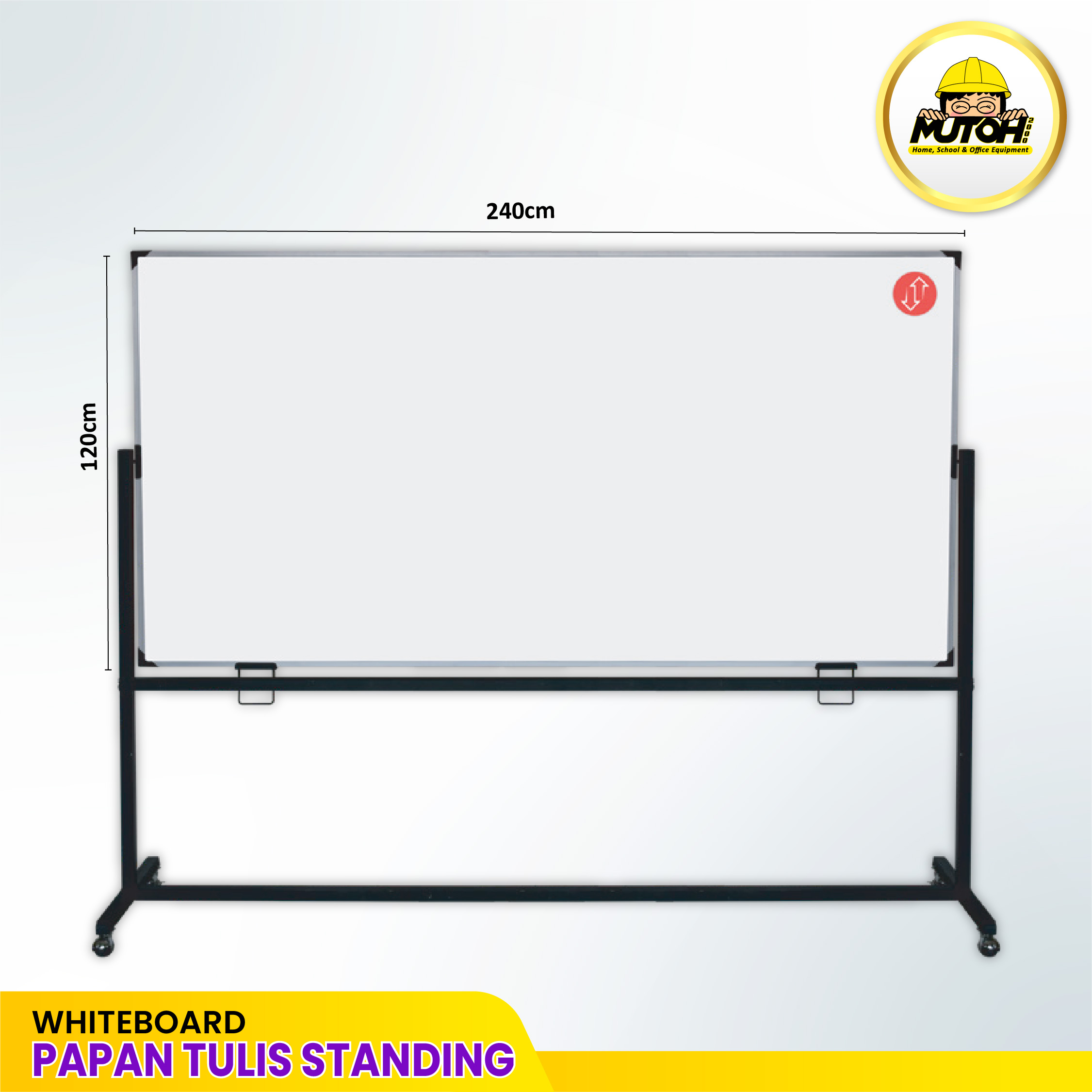Whiteboard Standing 240 x 120 Papan Tulis + Tiang - Gambar 2